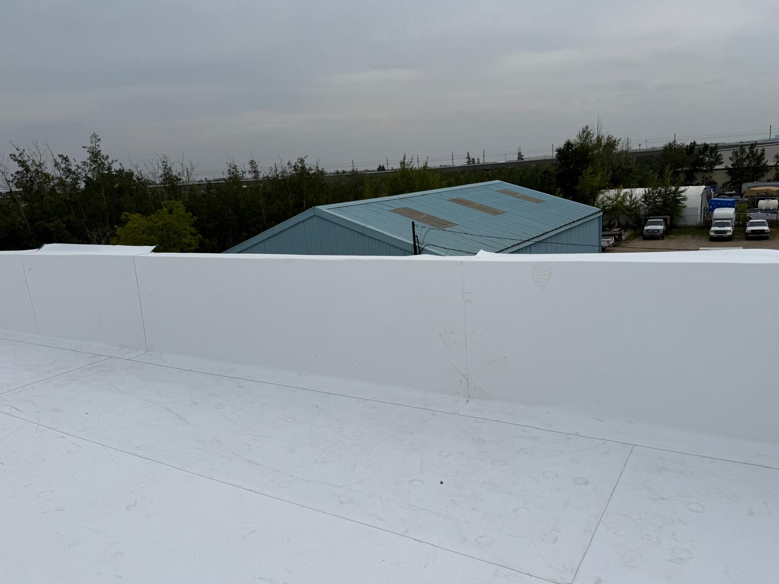 Commercial TPO flat roof installation by Paradigm Roofing in Edmonton Alberta